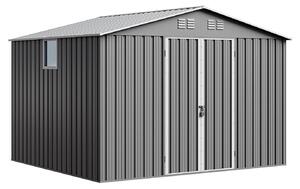 Domek narzędziowy metalowy NORDVIC Thor 283x251 cm - uchylne Drzwi, Ocynkowany, Dwuspadowy Dach, Wentylacja, Light Grey