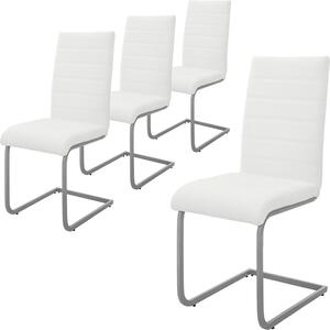Zestaw 4 krzeseł do jadalni ML-Design z oparciem, białe, wykonane z imitacji skóry