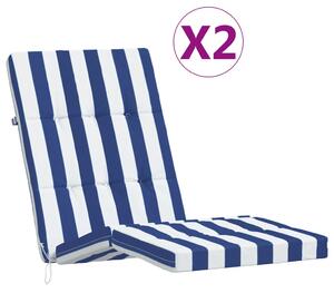 Poduszki na leżaki, 2 szt, niebiesko-białe pasy, tkanina Oxford