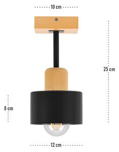 Czarna lampa sufitowa, jednopunktowy spot DSC10x10BU z drewna i metalu