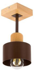 Brązowa lampa sufitowa, jednopunktowy spot DBR10x10BU z drewna i metal