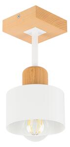 Biała lampa sufitowa, jednopunktowy spot DWE10x10BU z drewna i metalu