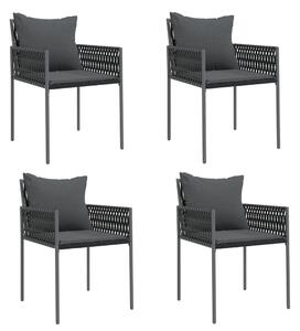 Krzesła ogrodowe z poduszkami, 4 szt., czarne, 54x61x83 cm