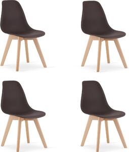 Krzesło kawa KITO design polipropylenowe z drewnianymi nogami buk x4