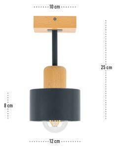 Antracytowa lampa sufitowa, jednopunktowy spot DAN10x10BU z drewna i m