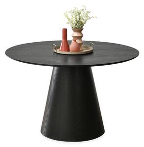 Czarny stół do jadalni okrągły ottawa czarne drewno na nodze stożek