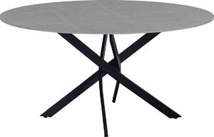 Okrągły stół Happyment Diva – wygląd marmuru – szary – 4 osoby – spiekany kamień – również do użytku na zewnątrz – 150×150×76 cm