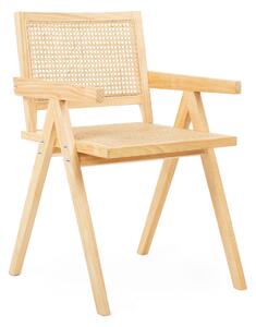 HOMLA Krzesło ROTIN drewniane z naturalnym rattanem 50x55x78 cm