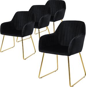 Zestaw 4 krzeseł do jadalni ML-Design z oparciem, czarne, wykonane z aksamitu