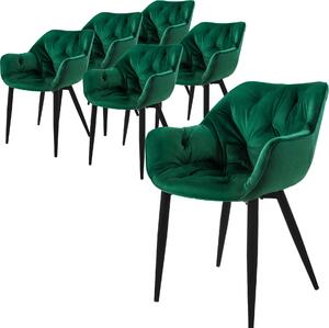 Zestaw 6 krzeseł do jadalni ML-Design z oparciem, ciemnozielone, wykonane z aksamitu