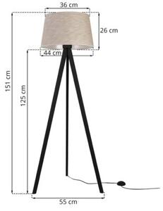 Lampa podłogowa trójnóg czarny Light Home LH Len 1xE27 44cm abażur stożek beżowy L05