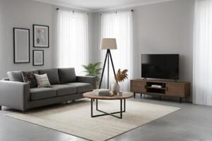 Lampa podłogowa trójnóg czarny Light Home LH Len 1xE27 44cm abażur stożek beżowy L05