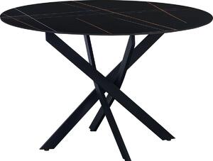 Stół Bolt Edge – okrągły – wygląd marmuru – czarny – 110 x 110 cm – do użytku wewnątrz i na zewnątrz – nowoczesny i elegancki