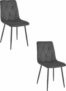 Krzesło Valora LIBRA, czarny aksamit, czarne nogi x2 | Zestaw 2 całkowicie czarnych krzeseł do eleganckich, minimalistycznych wnętrz