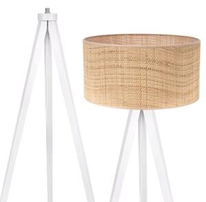 Lampa podłogowa trójnóg biały Light Home LH Rattan 1xE27 44cm abażur walec beżowy