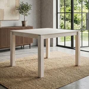 FineBuy Stół do jadalni z litego drewna mangowego 80x80 cm, wykończenie white wash, kwadratowy stół do jadalni, stół kuchenny dla 4 osób, drewniany stół do jadalni, wykonany ręcznie