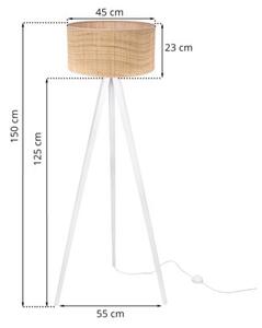 Lampa podłogowa trójnóg biały Light Home LH Rattan 1xE27 44cm abażur walec beżowy