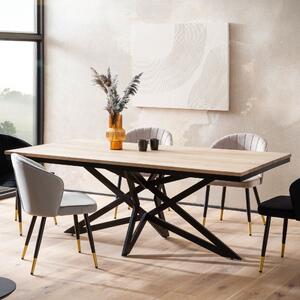 WOHNLING Stół do jadalni 200 x 100 x 77 cm z litego drewna akacjowego i metalu, stół w stylu industrialnym, stół kuchenny z metalową podstawą w kształcie gwiazdy, duży stół drewniany, stół do jadalni