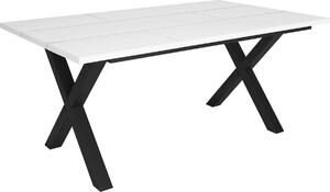 Stół do jadalni Happyment Dublin - Prostokątny - 4 do 6 osób - Lite drewno - Wygląd premium - Rama X czarny/biały - 170x90x75cm