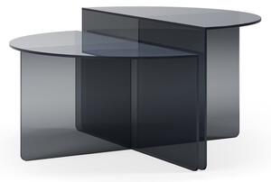 Szare szklane okrągłe stoliki zestaw 2 szt. ø 80 cm Velta – MOME