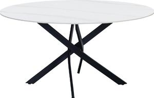 Happyment Stoły Jadalniane Manilo - Okrągły Stół Marmerlook Biały - 4 Osoby - Eettafel - 150x150x76cm - Również do użytku na zewnątrz