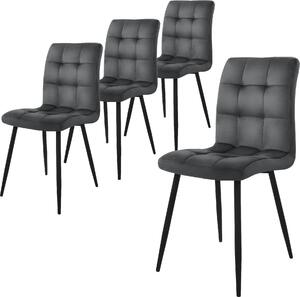 Zestaw 4 krzeseł do jadalni ML-Design z oparciem, antracytowe, wykonane z aksamitu