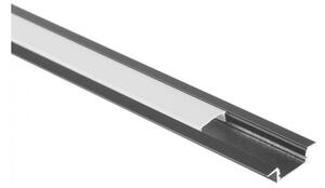 Profil do taśm LED P01 podtynkowy czarny + klosz mrożony 1m Ecolight