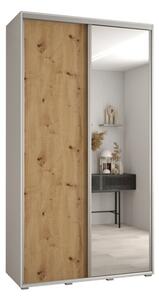 Szafa przesuwna wysoka Davos 3 130, gł. 45 cm biały + artisan + srebrny