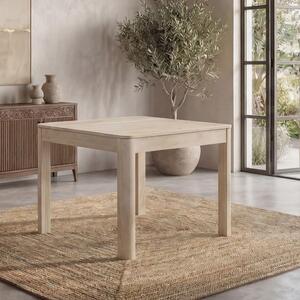 FineBuy Stół do jadalni z litego drewna mangowego 80x80 cm, wykończenie white wash, kwadratowy stół do jadalni, stół kuchenny dla 4 osób, drewniany stół do jadalni, wykonany ręcznie