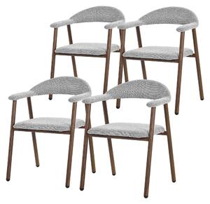 Zestaw 4 krzeseł do jadalni ML-Design z podłokietnikami, krzesła kuchenne w kolorze szarym, krzesła do salonu z oparciem, krzesła tapicerowane o splotowej fakturze, ergonomiczne fotele