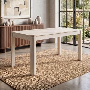 FineBuy Stół do jadalni z litego drewna mango 120x60 cm, wykończenie white wash, prostokątny stół do jadalni lub kuchni, dla 4–6 osób, drewniany stół do jadalni, wykonany ręcznie