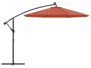 Parasol wiszący z LED i stalowym słupkiem, terakota