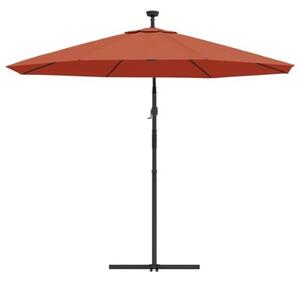 Parasol wiszący z LED i stalowym słupkiem, terakota