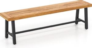 KOMFOTTEU 160 cm ławka tarasowa drewno akacjowe, ławka ogrodowa ławka parkowa dla 3 osób, ławka namiot piwny ławka z metalowymi nogami, ławka zewnętrzna do 360 kg do ogrodu weranda dziedziniec (1)