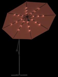 Parasol wiszący z LED i stalowym słupkiem, terakota