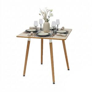 Stół jadalny Relaxdays, prostokątny, wys. x szer. x gł.: 75 x 75 x 75 cm, MDF i bambus, dla 4 osób, stół jadalny w stylu skandynawskim, kolor naturalny