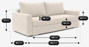 Sofa Rozkładana Kanapa z Funkcją Spania Dwuoosobowa Do Salonu Beżowa DRAVOS