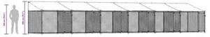 Klatka dla psa, z dachem i drzwiami, szara, 12x2x2 m, stal