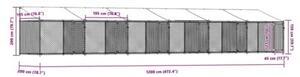 Klatka dla psa, z dachem i drzwiami, szara, 12x2x2 m, stal