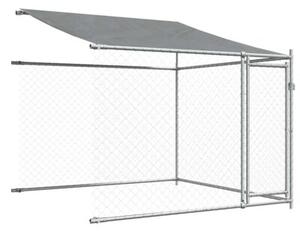Klatka dla psa, z dachem i drzwiami, szara, 12x2x2 m, stal