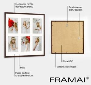 Ramka na zdjęcia 6x 10x15 cm brązowa galeria zdjęć multirama collage 40x40 cm FRAMAI®