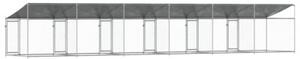 Klatka dla psa, z dachem i drzwiami, szara, 12x2x2 m, stal