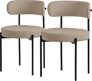 ML-Design zestaw 2 krzeseł do jadalni, krzesło kuchenne, wykonane z pluszowej tkaniny w kolorze brązowym, krzesło do salonu z oparciem, krzesła tapicerowane z metalowymi nogami, krzesło do salonu