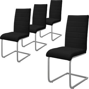 Zestaw 4 krzeseł do jadalni ML-Design z oparciem, czarne, wykonane z imitacji skóry