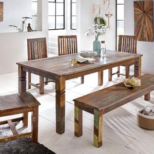 FineBuy stół do jadalni KALKUTTA 120 x 70 x 76 cm stół z litego drewna dla 4-6 osób stół kuchenny łódź drewno shabby chic stół do jadalni prostokątny