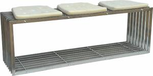 DanDiBo ławka ogrodowa stal nierdzewna metalowa odporna na warunki atmosferyczne solidna ławka 150 cm ławka ogrodowa 96429 ławka parkowa ławka listwowa