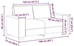 Sofa dwuosobowa kremowa 160x77x82 cm tkanina sztruksowa