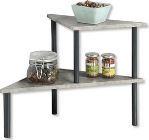 Półka kuchenna KESPER Narożna półka kuchenna z 2 poziomami - Betonowy wygląd - 53 x 38 x 38 cm - Certyfikat - Półka wykonana z metalu i lakierowanej płyty pilśniowej - 27811