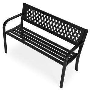 Ławka ogrodowa z ażurowym oparciem 120x50 cm metalowa parkowa czarna MultiGarden