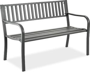 Ławka ogrodowa Relaxdays, 2-osobowa, wys. x szer. x gł.: 82 x 127,5 x 59,5 cm, stal, ławka ogrodowa, tarasowa, balkonowa, ławka parkowa, szara